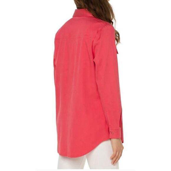 Liverpool Longline Shacket in Pink Watermelon Lagenlook Office Stitch Fix Sz XL - Picture 2 of 7